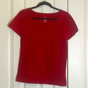 Red Scoop Neck, Short-Sleeve Faded Glory Top